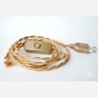 Twisted cord set with inline switch and plug, golden