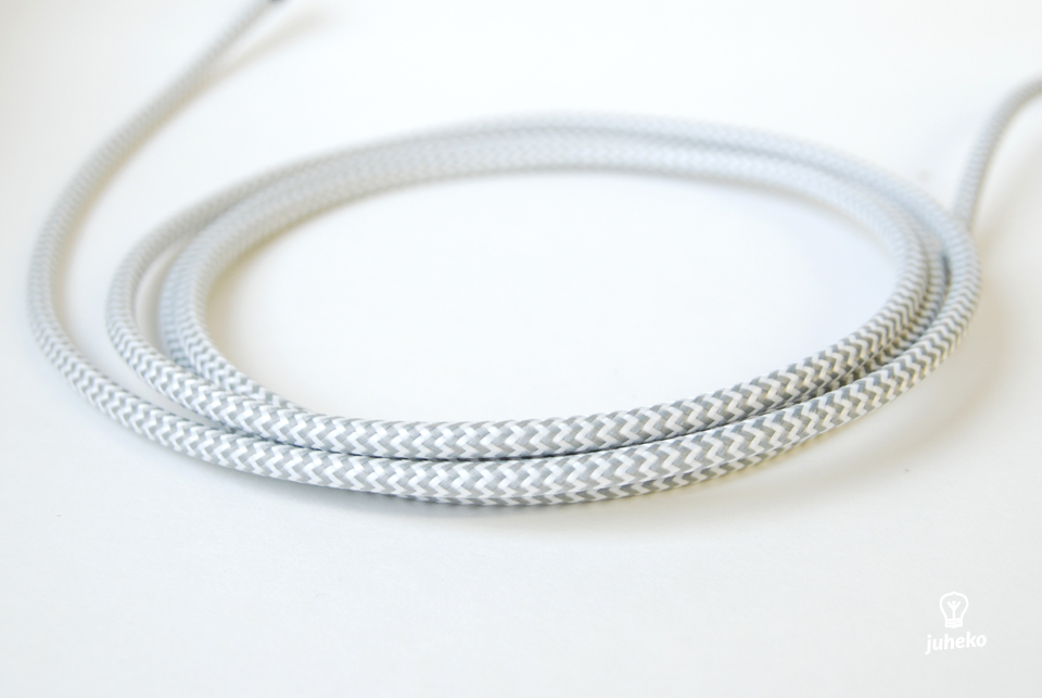 Textile Cable - Light Grey Zigzag