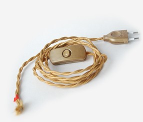 Twisted cord set with inline switch and plug, golden