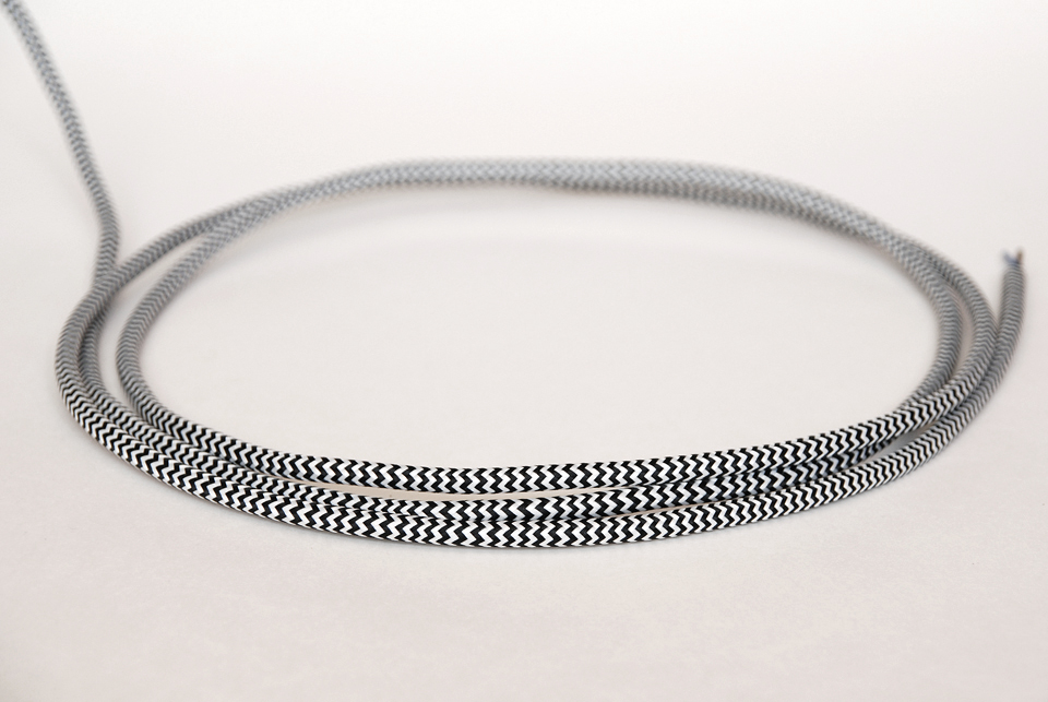 Textile Cable 3x1,5mm2 - Black-white Zigzag