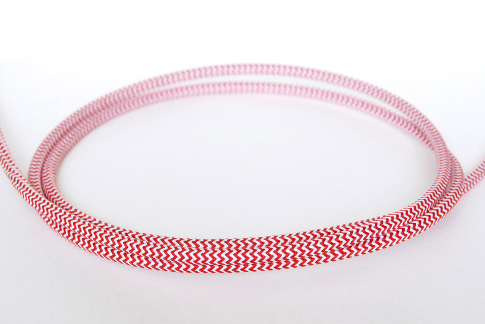 Textile Cable - Red-White Zigzag