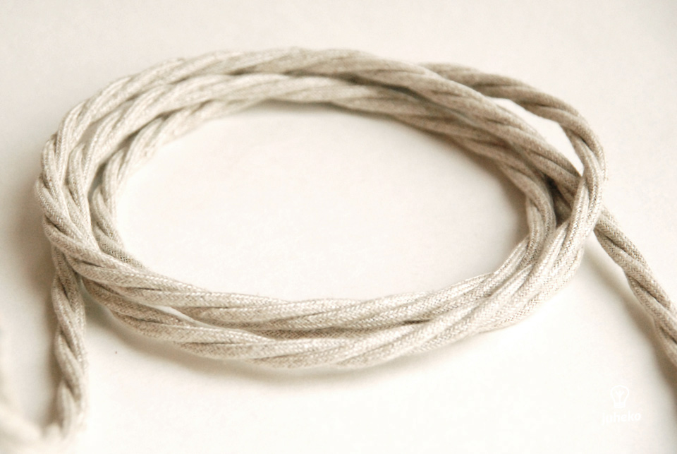 Twisted Textile Cable 3x2.5mm2 - Light Linen