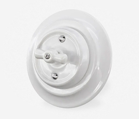 Porcelain flush-mounted two-way switch, white