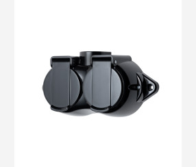 Wall socket Retro duo IP44, black Wall socket Retro duo IP44, black