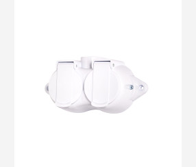 Wall socket Retro duo IP44, white Wall socket Retro duo IP44, white