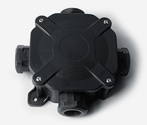 Retro surface-mounted junction box, black, plastic