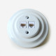 Porcelāna iebūvējamā datu kontaktligzda, 2xRJ45 CAT6, balts Porcelāna iebūvējamā datu kontaktligzda, 2xRJ45 CAT6, balts