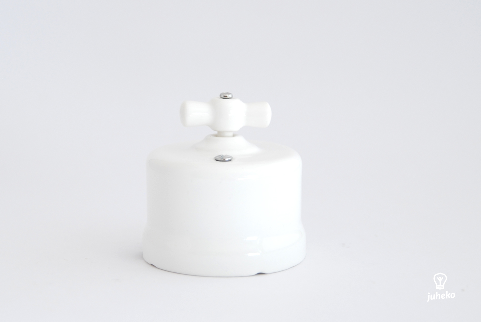 Double one way switch Sat, white porcelain,