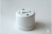 Porcelain surface mounted two way rocker switch Sat, white