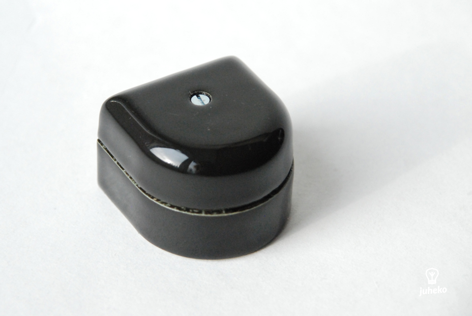 Mini Porcelain junction box, curved, black