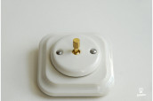 Porcelain flush-mounted two way toggle switch with metal knob IDA, white