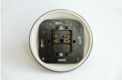 Switch with two metal button, flush-mounted , black, porcelain