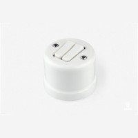 Porcelain surface mounted two way double rocker switch Sat, white