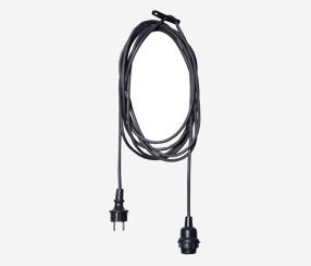 Cord set with E27 lampholder and plug, black, IP44