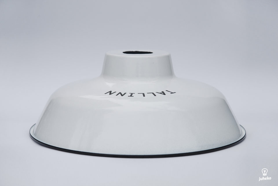 Enamel Lampshade with letters TLN, white with black rim