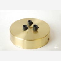 Brass ceiling rose with three holes in a triangle, lacquer finish