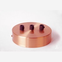 Copper ceiling rose with three holes in a row, lacquer finish