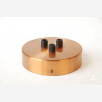 Copper ceiling rose with three holes in a triangle, lacquer finish