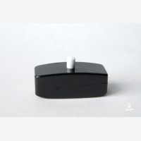 Bakelite inline switch, earthed, black with white button