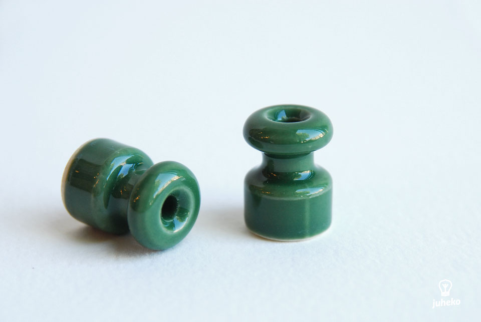 Ceramic wall fixing for twisted cables, green Ceramic wall fixing for twisted cables, green