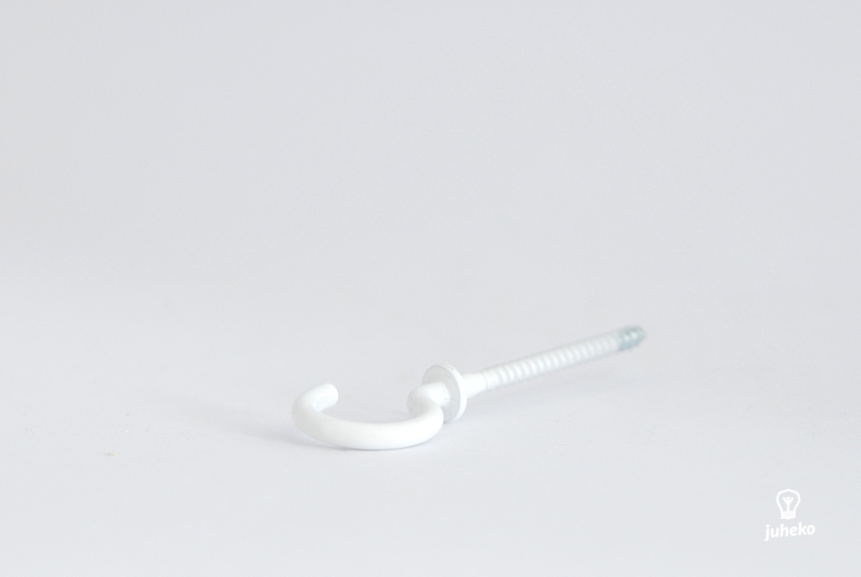 Screw hook, with collar, white