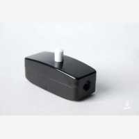 Bakelite inline switch, earthed, black with white button