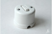 Porcelain surface mounted two way rocker switch Sat, white