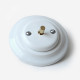 switch with metal button, flush-mounted ,  white, porcelain