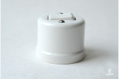 Porcelain surface mounted two way double rocker switch Sat, white Porcelain surface mounted two way double rocker switch Sat, white