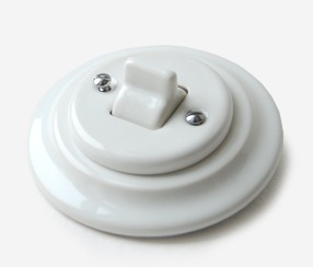Porcelain flush-mounted 1 gang 2 pole switch IDA, white