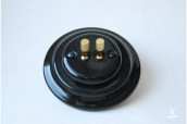 Switch with two metal button, flush-mounted , black, porcelain