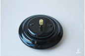 switch with metal button, flush-mounted , black, porcelain