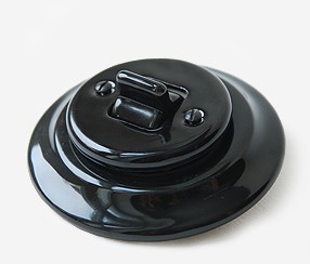 Porcelain flush-mounted 1 gang 2 pole switch IDA, black