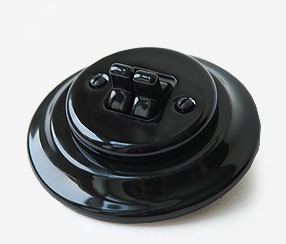 Porcelain flush-mounted double one-way switch IDA, black