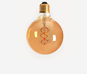 Amber cover curved LED filamentglobe  lightbulb 95mm, 300lm