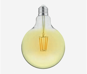 Amber cover  LED filamentglobe  lightbulb 125mm, 400lm