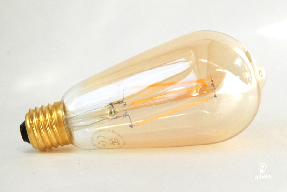 Amber cover LED filament lightbulb, 806lm