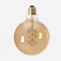 Amber cover curved LED filamentglobe  lightbulb 125mm, 300lm, DIM