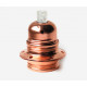 Copper lampholder E27 with two shade rings, earthed