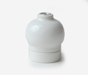 Posliininen E27 lampunpidin Ida, sipulinmuotoinen, ilman maadoitusta, valkoinen