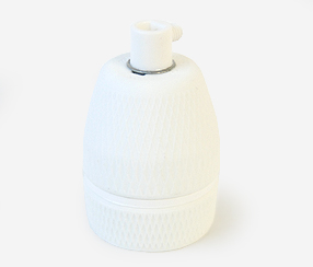 Porcelain bulb holder E27 patterned, matte white