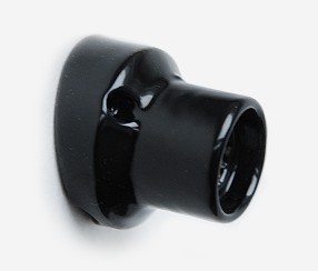 Porcelain bulb holder for wall E27, black