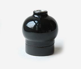 Posliininen E27 lampunpidin Ida, sipulinmuotoinen, ilman maadoitusta, musta