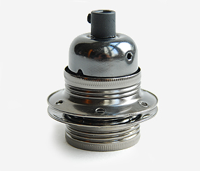 Earthed E27 lampholder with two shade rings, dark chrome Earthed E27 lampholder with two shade rings, dark chrome