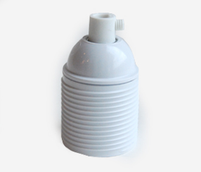 Thermoplastic lampholder E27 with threads, unearthed, white