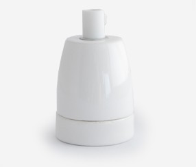 Porcelain bulb holder E27, unearthed, glossy white