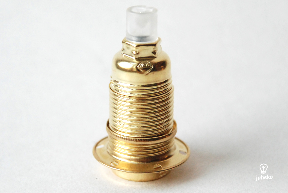 Brass lampholder E14 with one shade ring, earthed