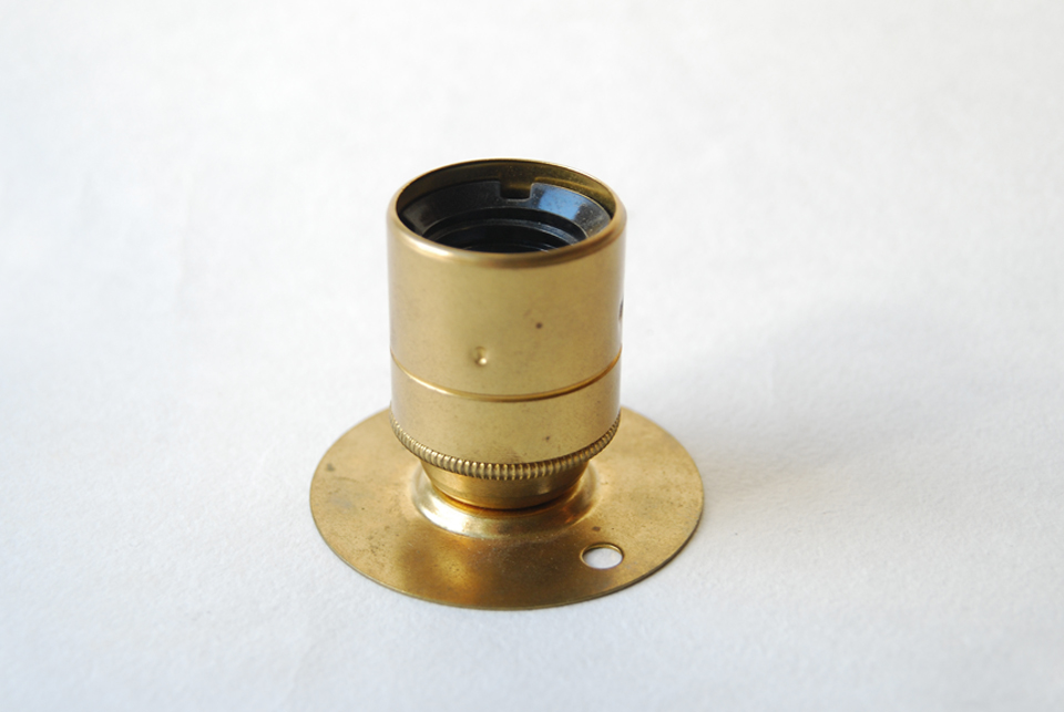 Metal batten lamp holder E27, earthed, antique gold Metal batten lamp holder E27, earthed, antique gold