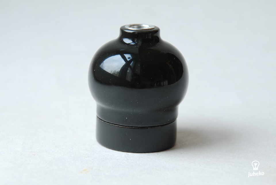 Posliininen E27 lampunpidin Ida, sipulinmuotoinen, ilman maadoitusta, musta