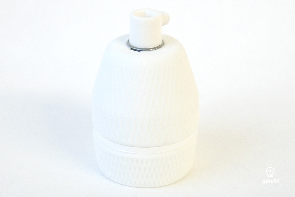Patterned porcelain bulb holder E27, unearthed, matte white